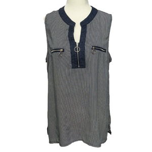 CLAIRE FRANCE - Jean Style Blouse Sleeveless Blue size 14 (XL)